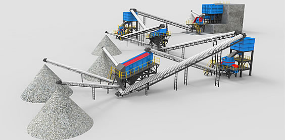大華重工破碎機-高速公路應用領域-砂石骨料生產線工藝示意圖